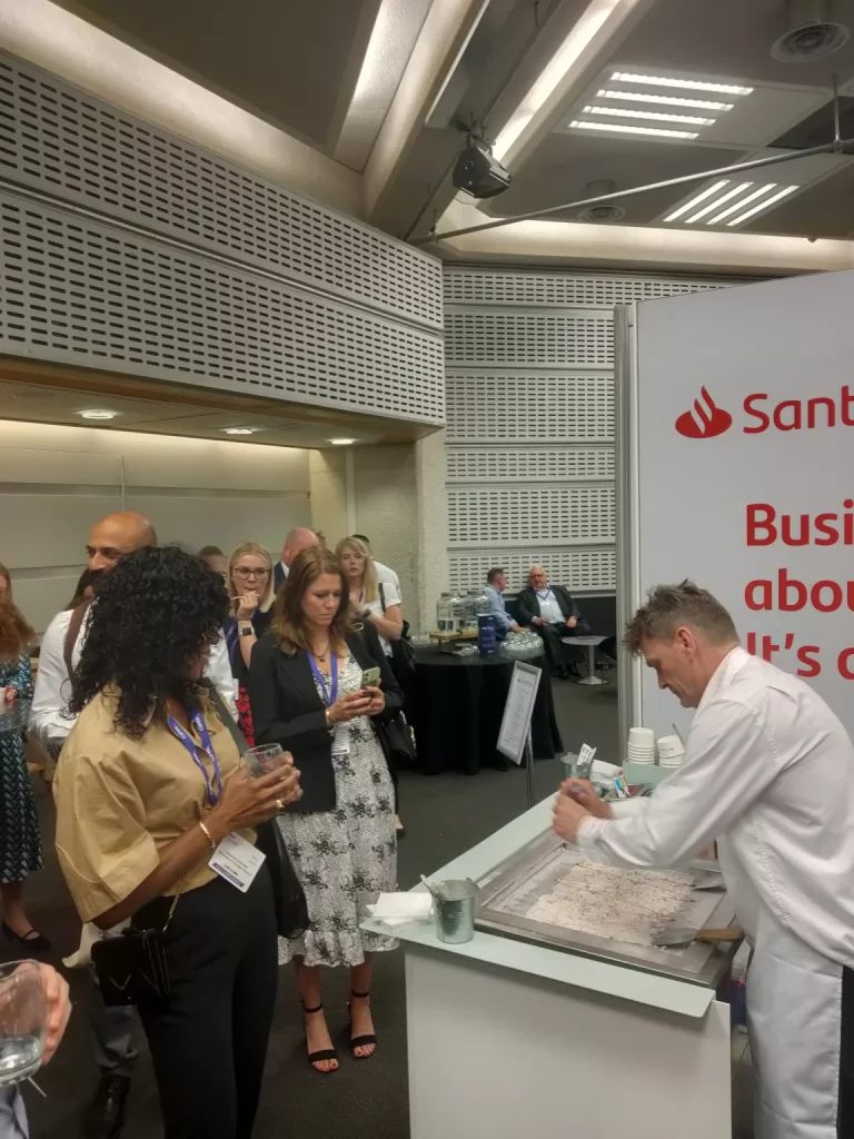 making ice cream rolls at public finance show with Santander